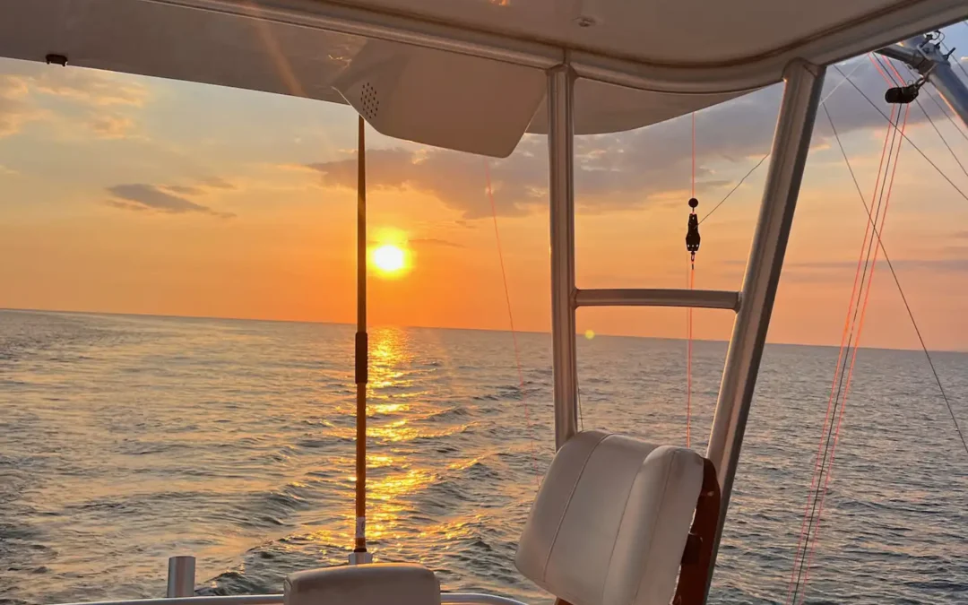 Golden hour light on the water off Punta Quepos